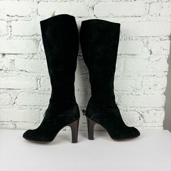 Vintage Knee High Suede Leather Zip Up Boots - Picture 7 of 10
